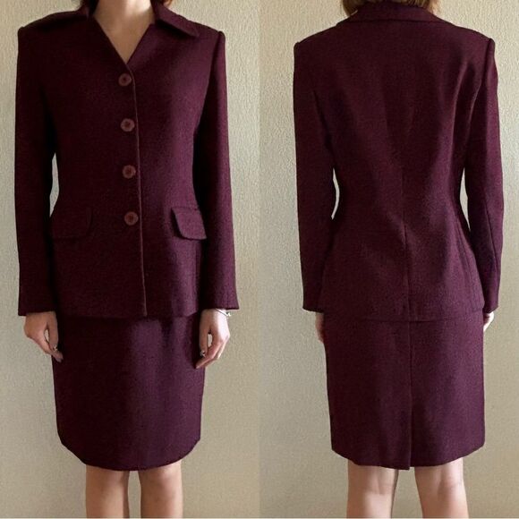 welldress Jackets & Blazers - Vintage Welldress Wine Burgundy Suit Blazer and Skirt  Size M